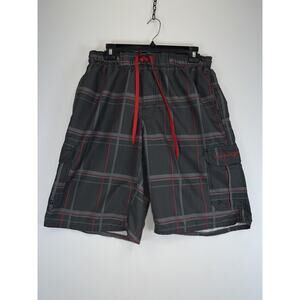 Beverly Hills Polo Club Shorts Mens Medium Plaid Swim Trunks Boardshorts